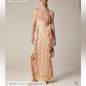 NWT JCREW Collection cascading ruffle dress sunset rose block print sz 4